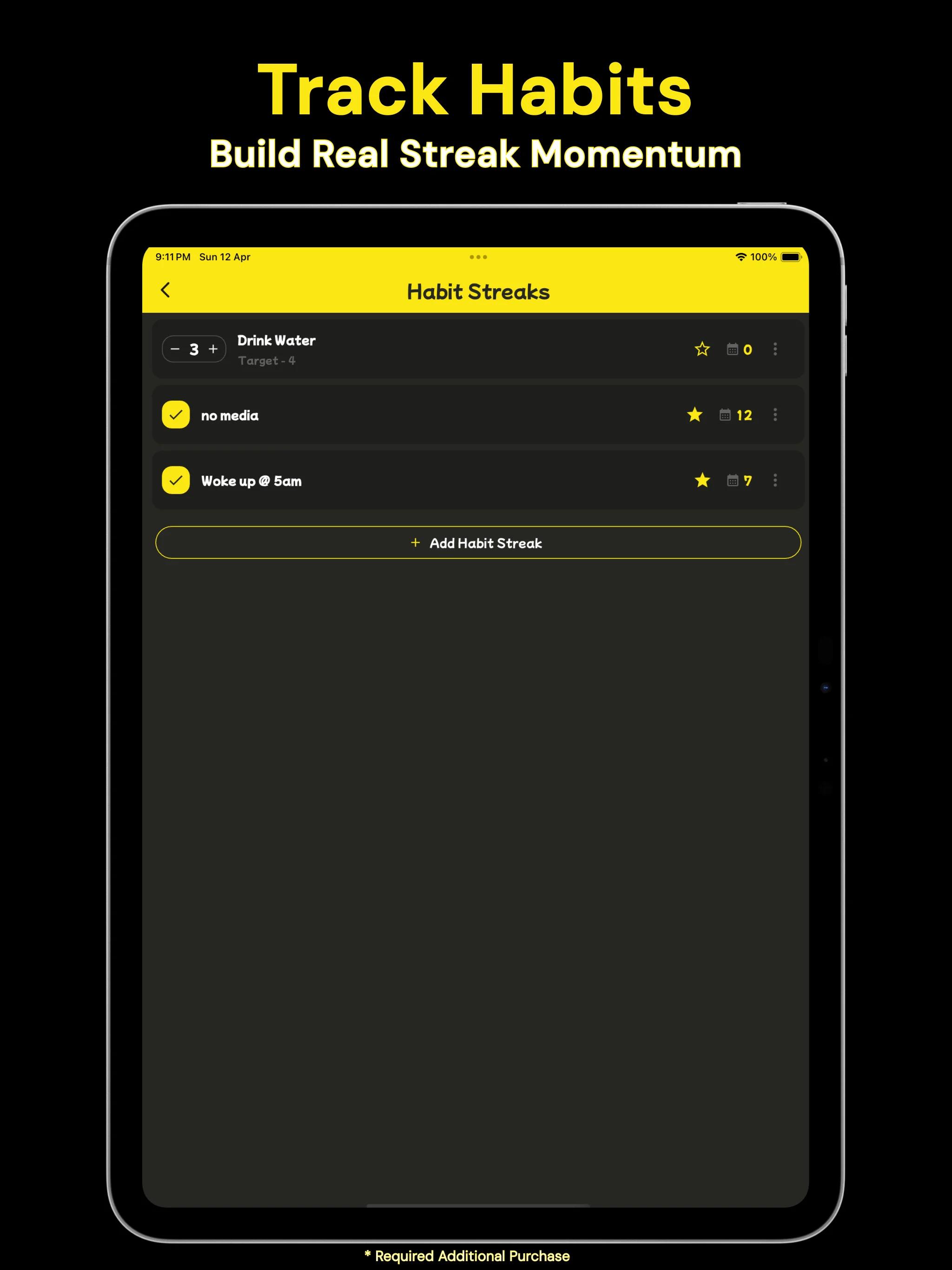 Pack Your Day habit tracker screen showing streak momentum.
